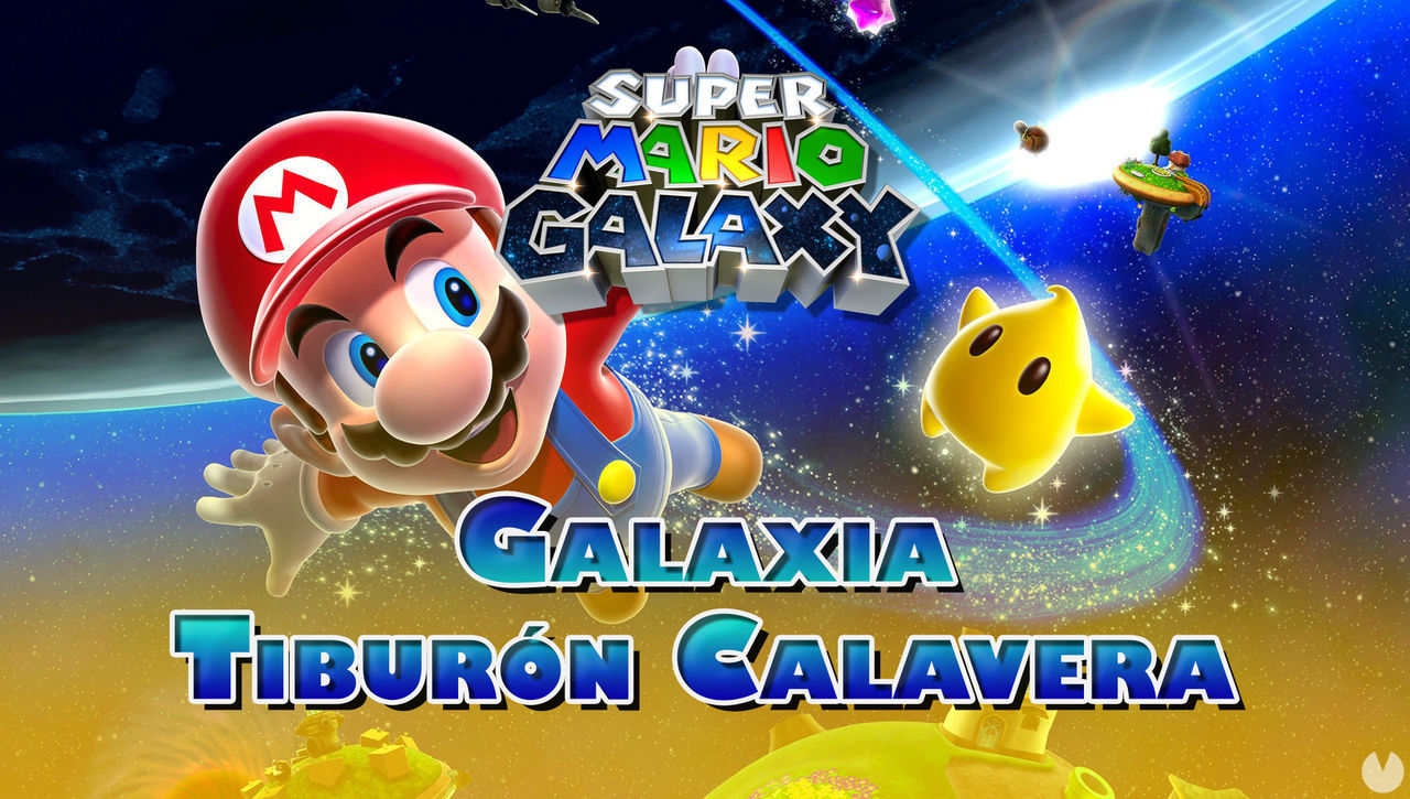 Galaxia Tiburn Calavera en Super Mario Galaxy al 100% y estrellas - Super Mario 3D All-Stars