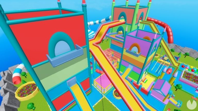Screenshot of The Real Easy Inflatable Parkour Obby on Roblox.