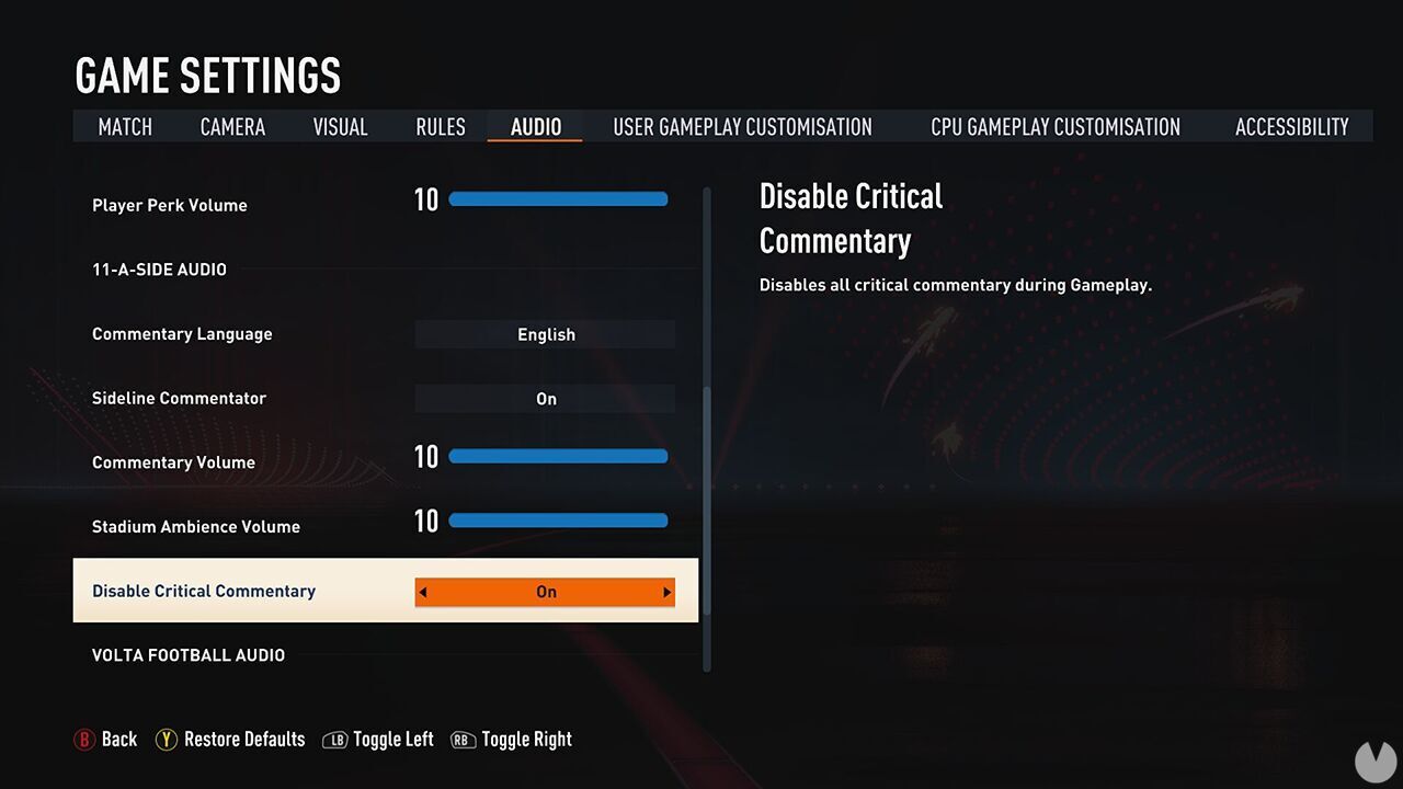 FIFA 23 permite desactivar los comentarios críticos con el jugador. Noticias en tiempo real