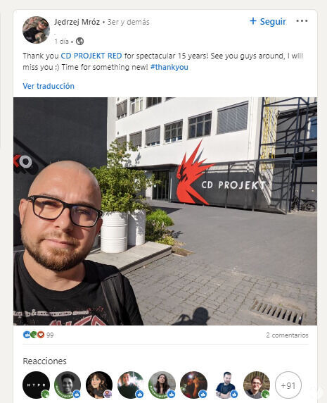 Mensaje de despedida del director de producción de Cyberpunk 2077.