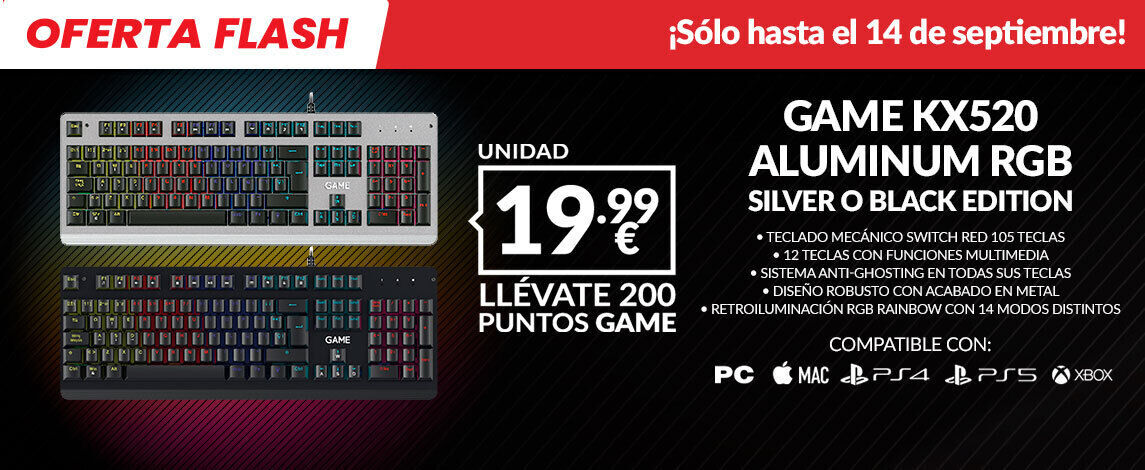 Consigue el teclado mecánico GAME KX520 de oferta en GAME por sólo 19,99 euros. Noticias en tiempo real