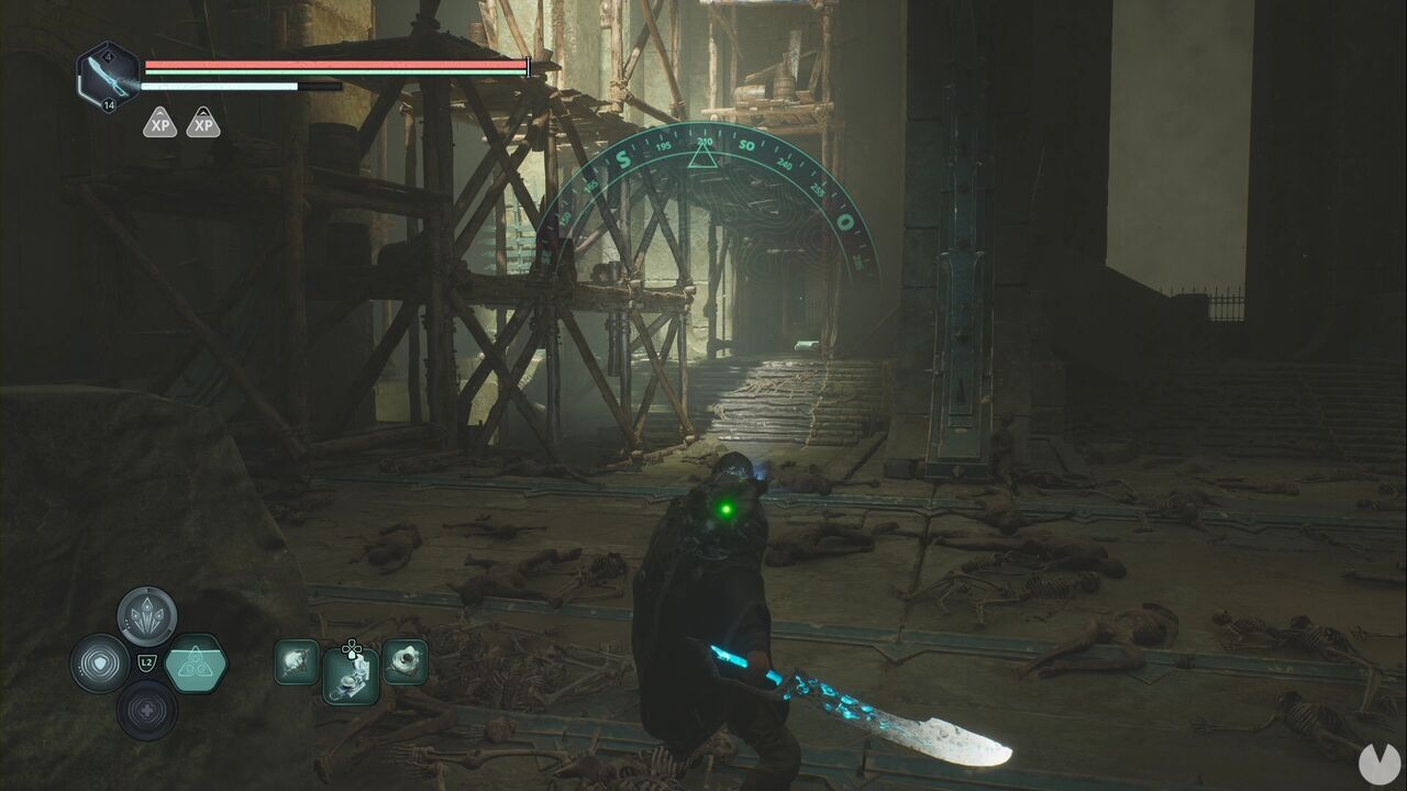 Hell is Us - Arcas Spire, path leading out of the room packed with enemies beside the wooden scaffolding