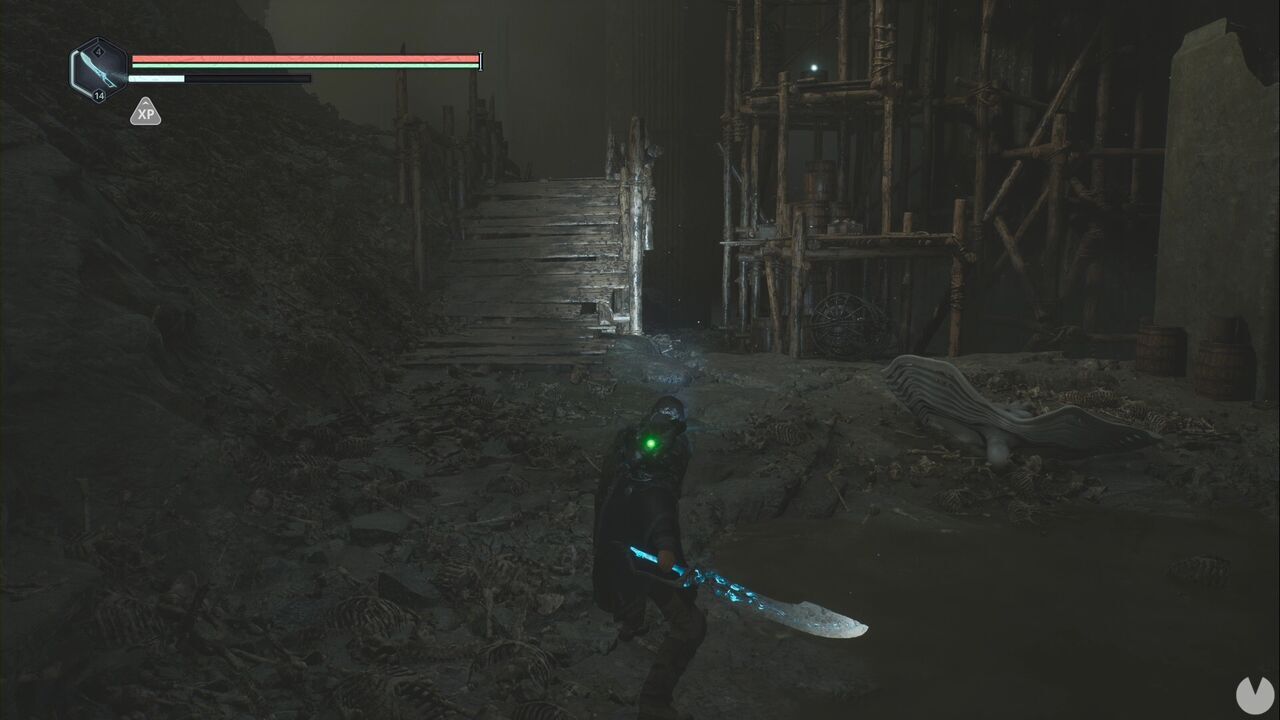 Hell is Us - Arcas Spire, ladder beside the ramp before the elevator leading to the Ornate Dagger and Mystery chest