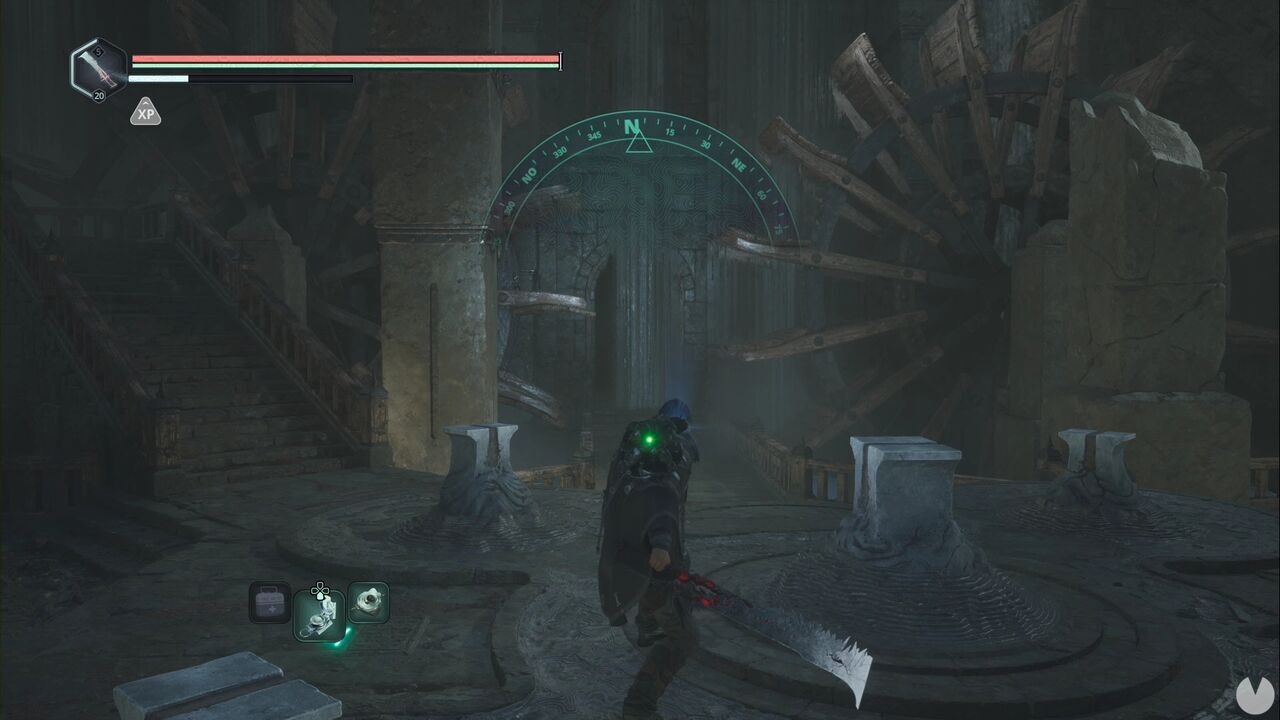 Hell is Us - Lymbic Forge, waterfall between the waterwheels on the northern wall of the Lymbic Forge