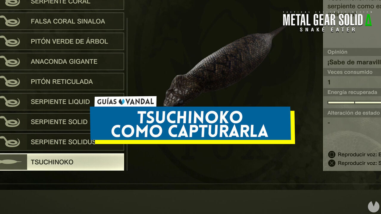 Cmo atrapar a la Tsuchinoko en Metal Gear Solid Delta - Metal Gear Solid Delta: Snake Eater