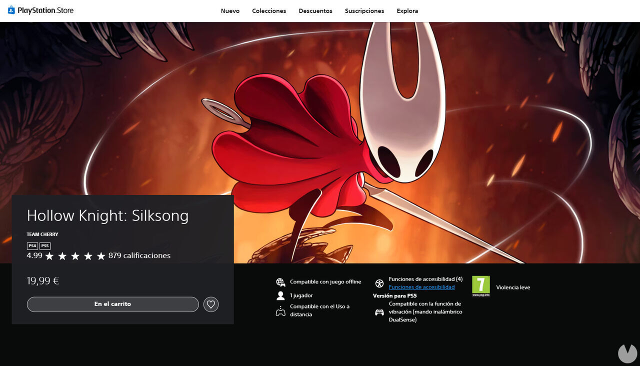 Silksong en PS Store.