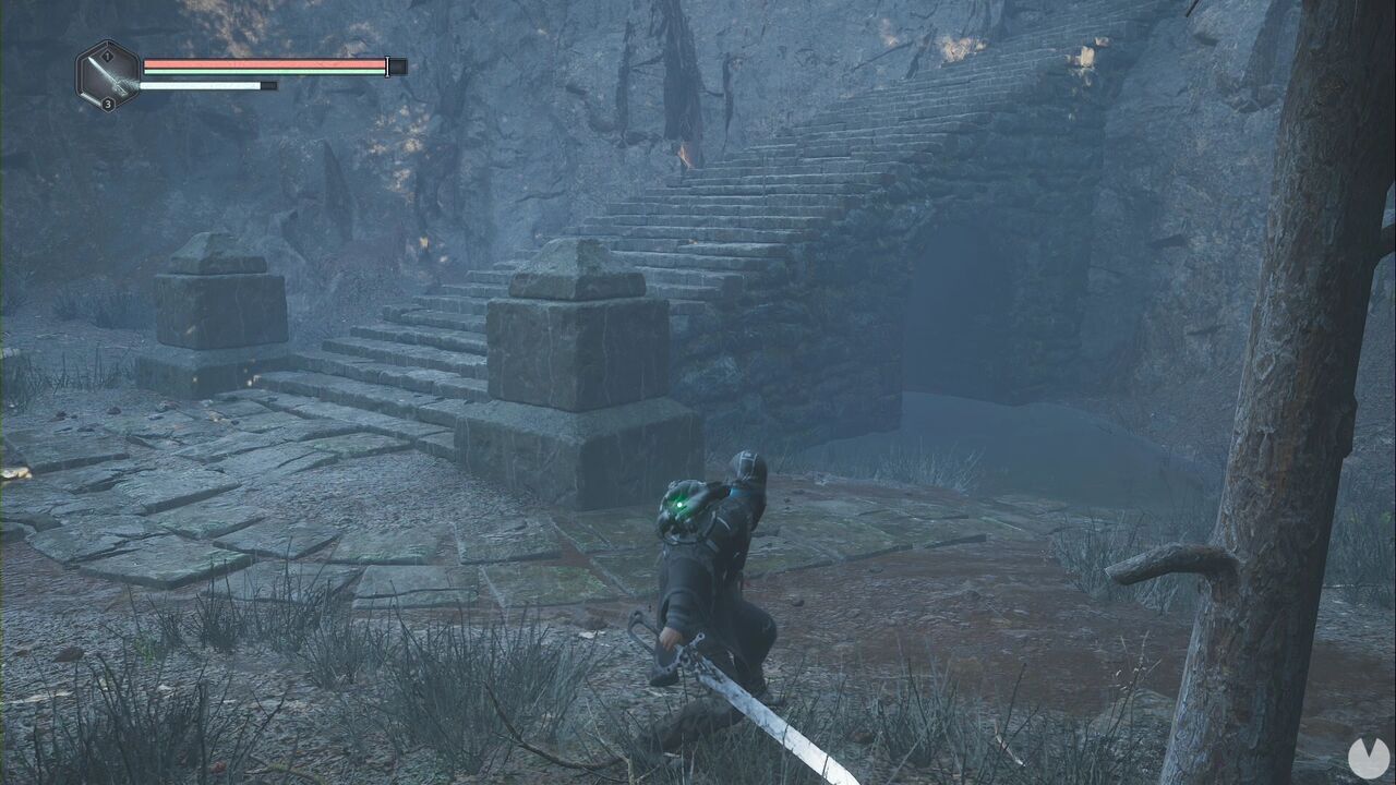 Hell is Us - Senedra Forest, tunnel beneath the stairs leading to the Tower where the Hostility Glyph is found