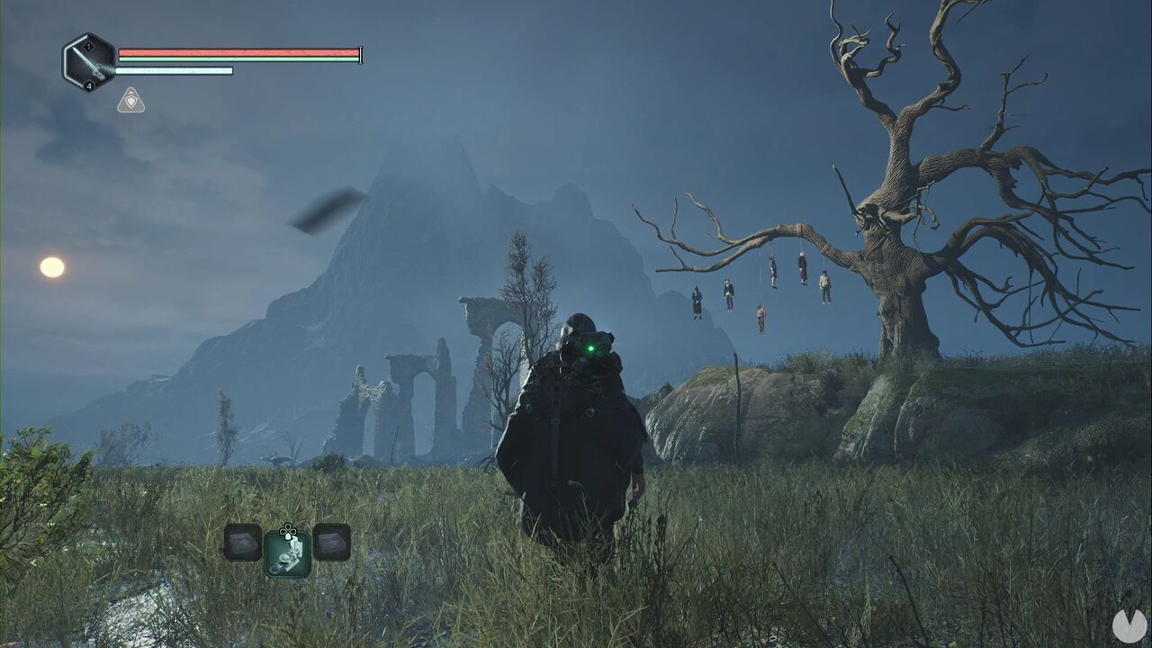 Hell is Us - Acasa Marshes, location of the Bloodied Plushie beneath the tree with the hanged bodies
