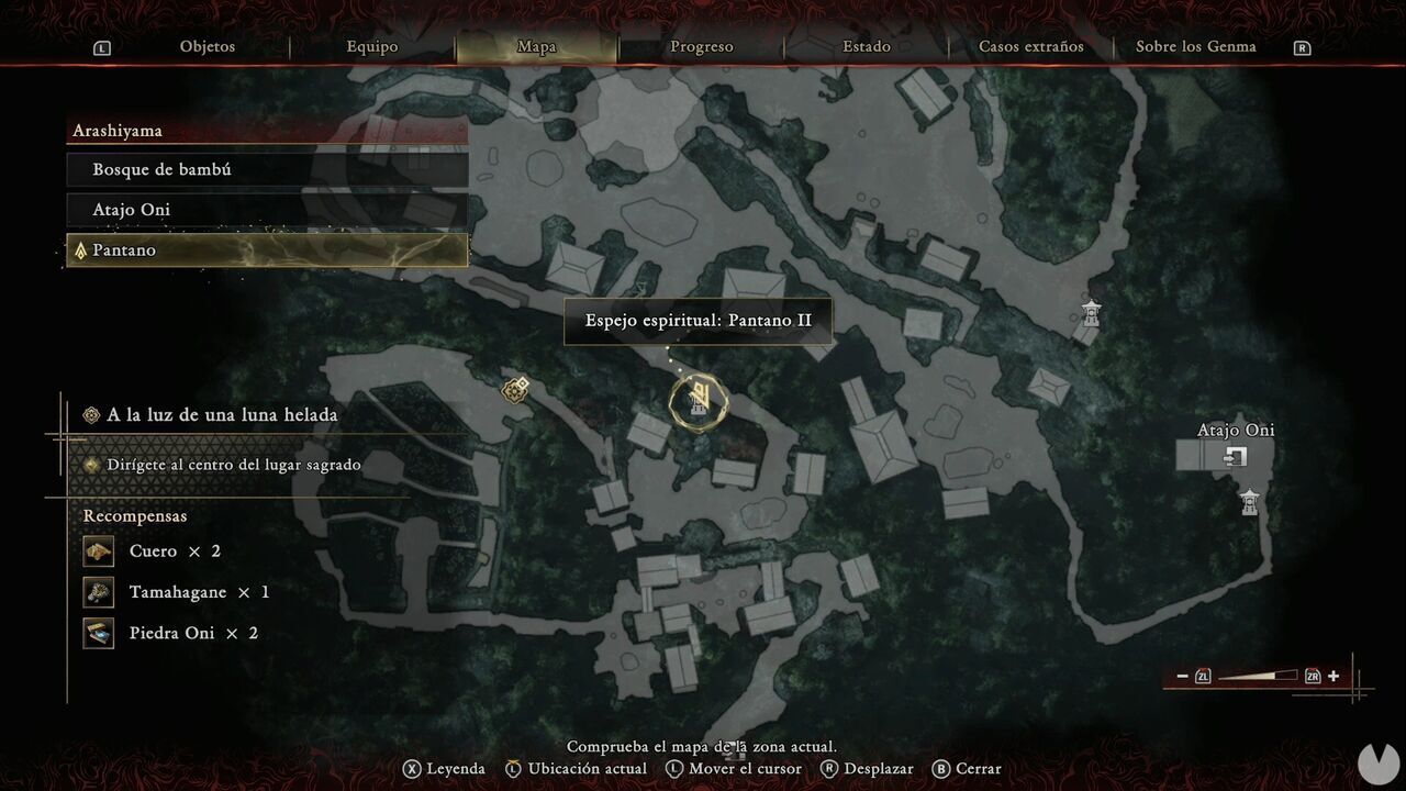 Onimusha: Way of the Sword - In the Light of an Icy Moon: location of the Swamp II Spirit Mirror in the southeastern part of the Swamp