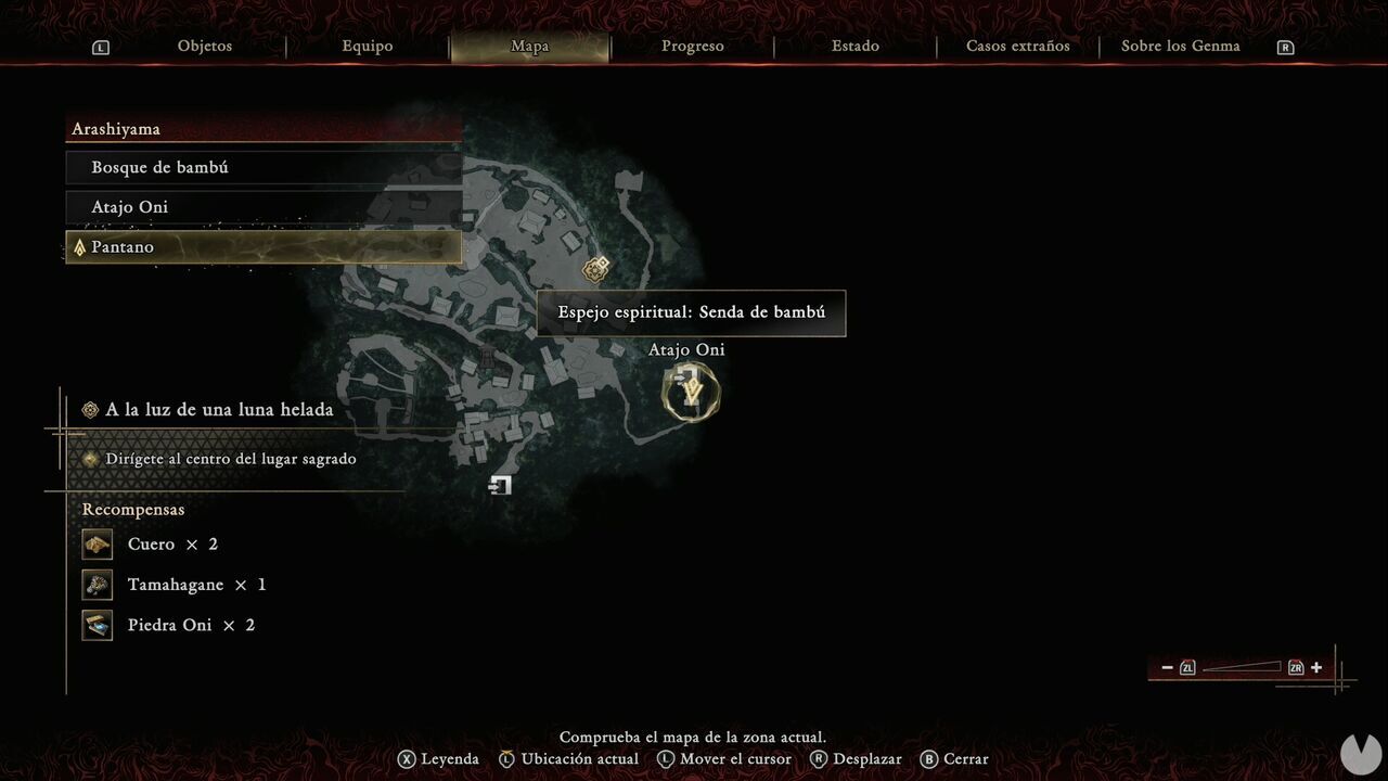 Onimusha: Way of the Sword - In the Light of an Icy Moon: location of the Bamboo Path Spirit Mirror at the beginning of the Arashiyama Swamp