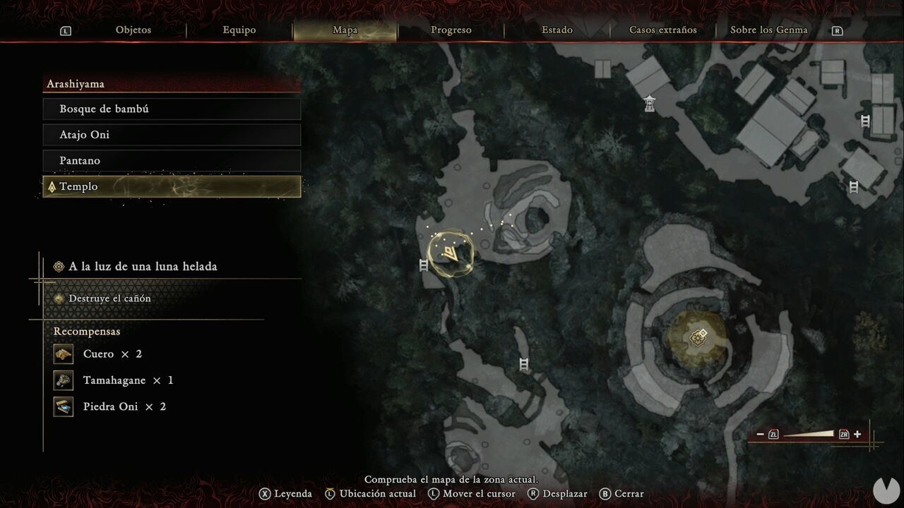 Onimusha: Way of the Sword - In the Light of an Icy Moon: location of the Oni Glyph that makes the Treasure containing the Genma Note: Mohja appear