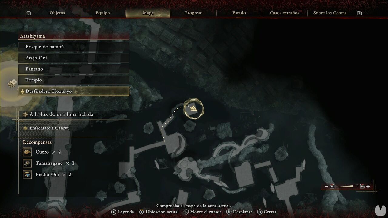 Onimusha: Way of the Sword - In the Light of an Icy Moon: platform in northeastern Hozukyo Gorge containing a Leather chest