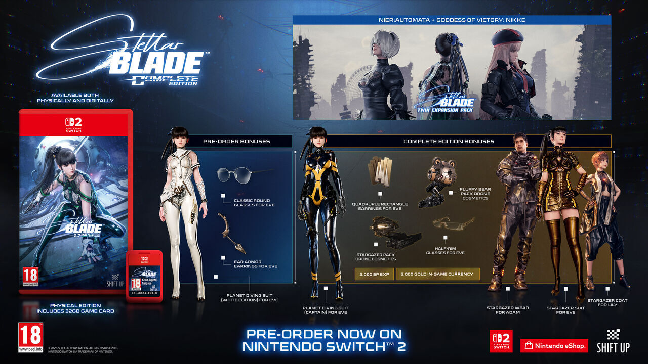 Stellar Blade ya tiene fecha en Nintendo Switch 2 y confirma edici�n f�sica en Espa�a con el juego en el cartucho