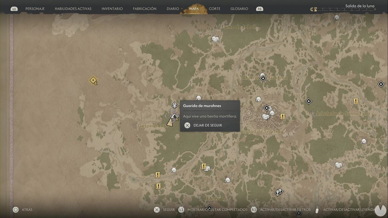 The Blood of Dawnwalker - Monster Lairs; location of the Murohn's Lair in the Rockfalls forest