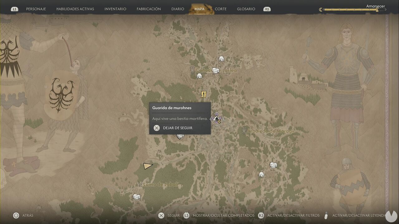 The Blood of Dawnwalker - Monster Lairs, location of the Murohn's Lair northeast of Briar Sloughs