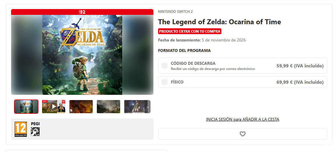 precios de zelda ocarina of time en nintendo store