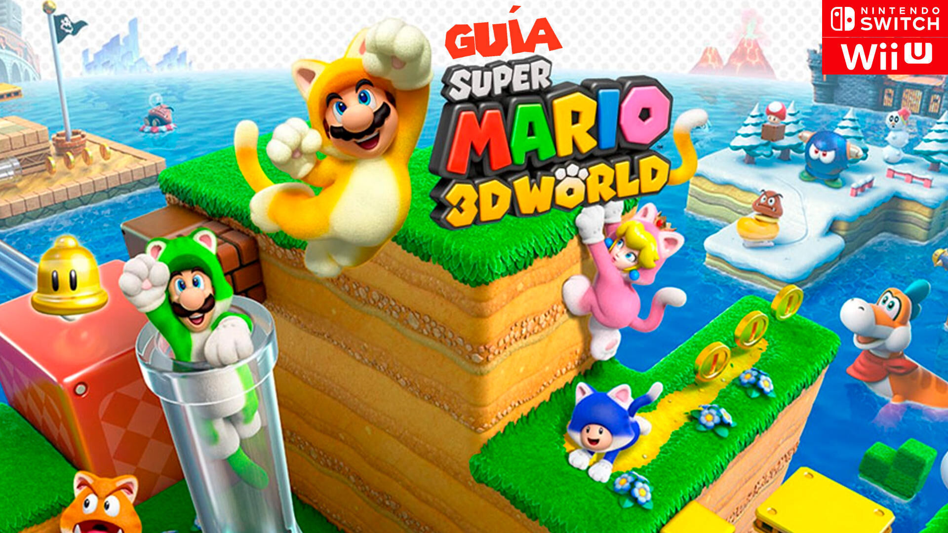 TODOS los mundos y misiones en Super Mario 3D World al 100%
