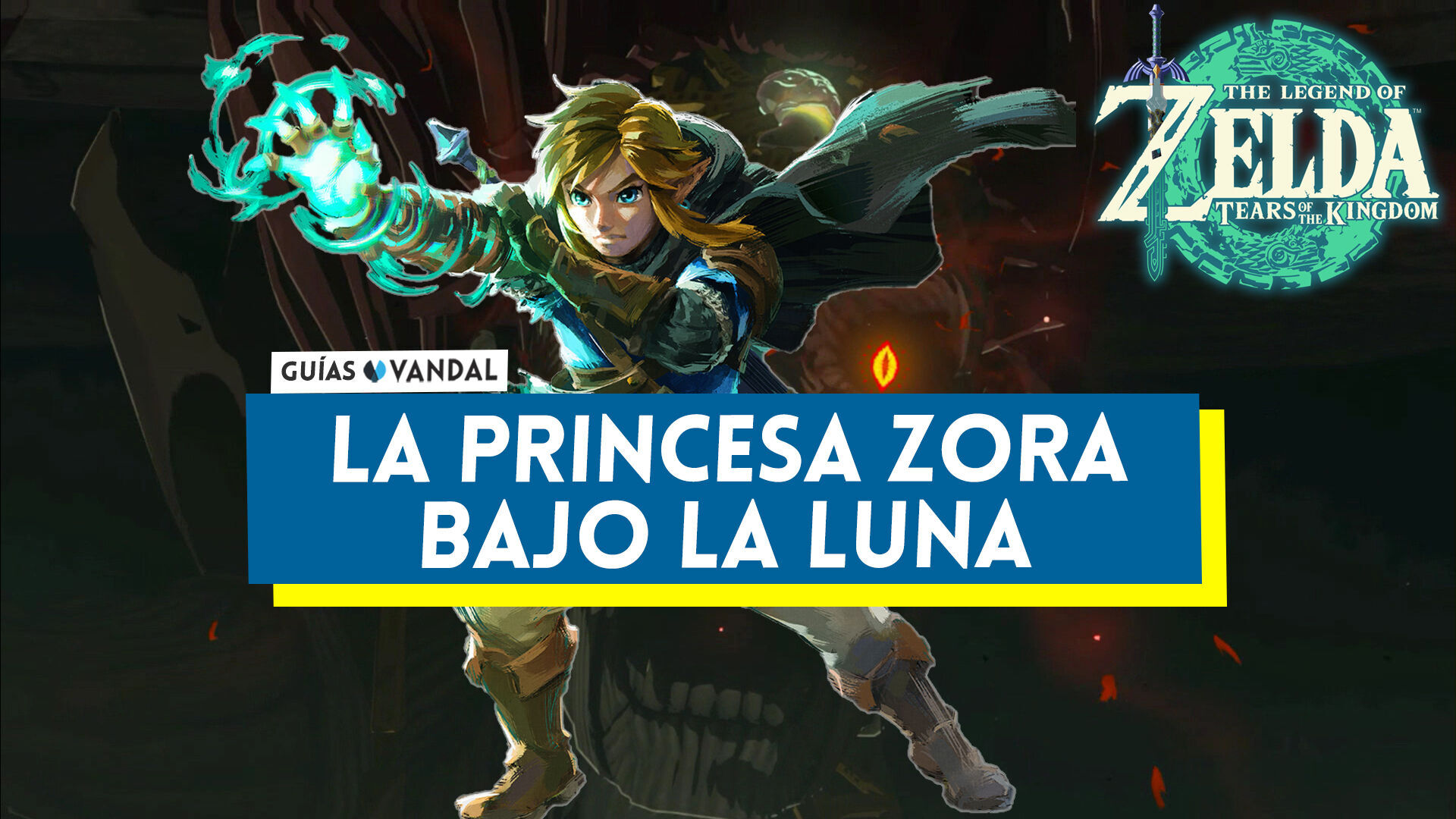 La princesa zora bajo la luna en Zelda: Tears of the Kingdom